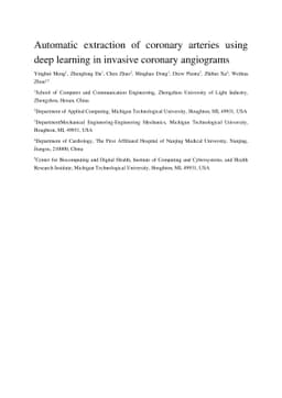 Automatic extraction of coronary arteries using deep learning in
  invasive coronary angiograms