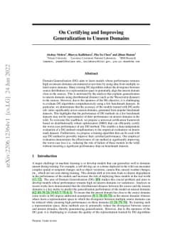 On Certifying and Improving Generalization to Unseen Domains