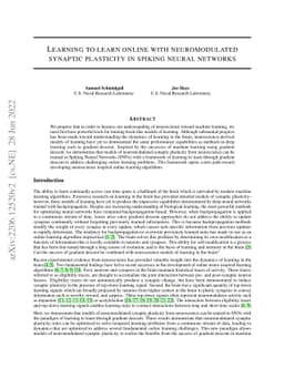 Learning to learn online with neuromodulated synaptic plasticity in
  spiking neural networks