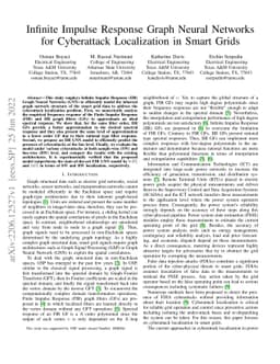 Infinite Impulse Response Graph Neural Networks for Cyberattack
  Localization in Smart Grids