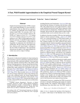 A Fast, Well-Founded Approximation to the Empirical Neural Tangent
  Kernel