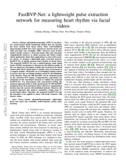 FastBVP-Net: a lightweight pulse extraction network for measuring heart
  rhythm via facial videos