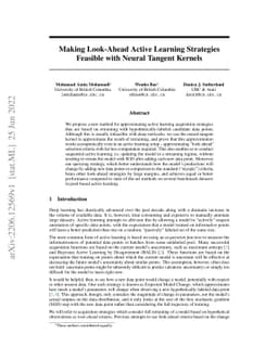 Making Look-Ahead Active Learning Strategies Feasible with Neural
  Tangent Kernels