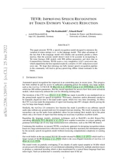 TEVR: Improving Speech Recognition by Token Entropy Variance Reduction