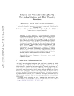 Solution and Fitness Evolution (SAFE): Coevolving Solutions and Their
  Objective Functions