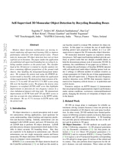 Self-Supervised 3D Monocular Object Detection by Recycling Bounding
  Boxes