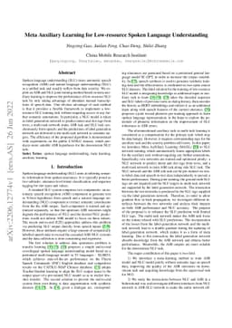 Meta Auxiliary Learning for Low-resource Spoken Language Understanding