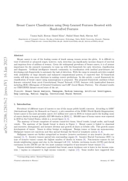 Breast Cancer Classification using Deep Learned Features Boosted with
  Handcrafted Features