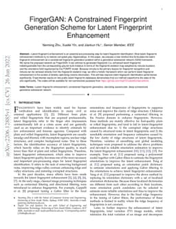 FingerGAN: A Constrained Fingerprint Generation Scheme for Latent
  Fingerprint Enhancement