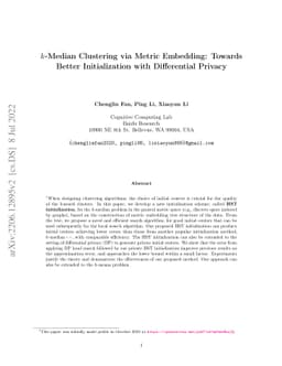 $k$-Median Clustering via Metric Embedding: Towards Better
  Initialization with Differential Privacy