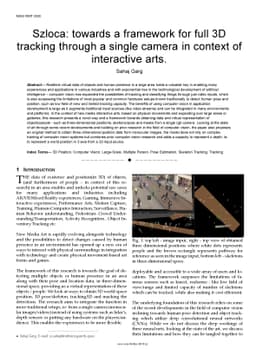Szloca: towards a framework for full 3D tracking through a single camera
  in context of interactive arts