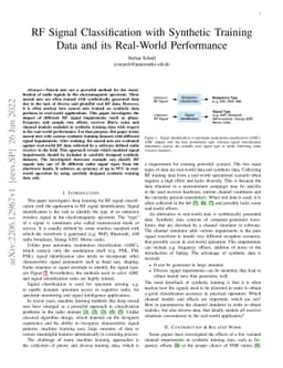 RF Signal Classification with Synthetic Training Data and its Real-World
  Performance