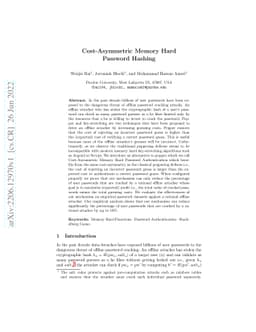 Cost-Asymmetric Memory Hard Password Hashing