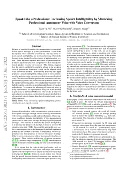 Speak Like a Professional: Increasing Speech Intelligibility by
  Mimicking Professional Announcer Voice with Voice Conversion