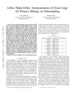 Libra: High-Utility Anonymization of Event Logs for Process Mining via
  Subsampling