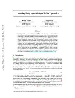 Learning Deep Input-Output Stable Dynamics