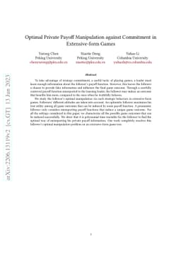 Optimal Private Payoff Manipulation against Commitment in Extensive-form
  Games