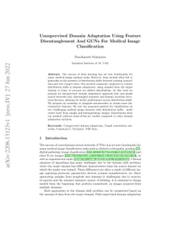 Unsupervised Domain Adaptation Using Feature Disentanglement And GCNs
  For Medical Image Classification