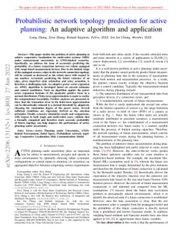 Probabilistic network topology prediction for active planning:An
  adaptive algorithm and application