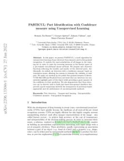 PARTICUL: Part Identification with Confidence measure using Unsupervised
  Learning