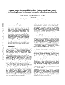 Humans are not Boltzmann Distributions: Challenges and Opportunities for
  Modelling Human Feedback and Interaction in Reinforcement Learning