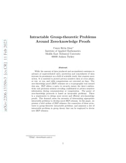 Intractable Group-theoretic Problems Around Zero-knowledge Proofs