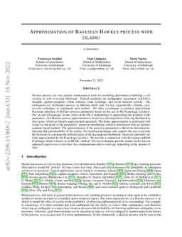 Approximation of bayesian Hawkes process models with Inlabru