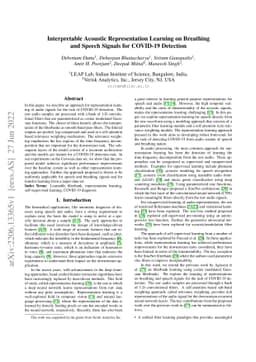 Interpretable Acoustic Representation Learning on Breathing and Speech
  Signals for COVID-19 Detection