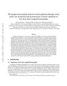 3D unsupervised anomaly detection and localization through virtual
  multi-view projection and reconstruction: Clinical validation on low-dose
  chest computed tomography