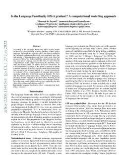 Is the Language Familiarity Effect gradual? A computational modelling
  approach