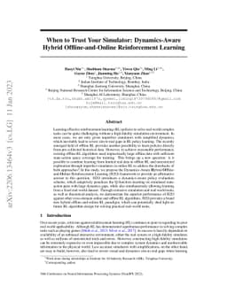 When to Trust Your Simulator: Dynamics-Aware Hybrid Offline-and-Online
  Reinforcement Learning