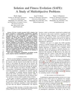 Solution and Fitness Evolution (SAFE): A Study of Multiobjective
  Problems