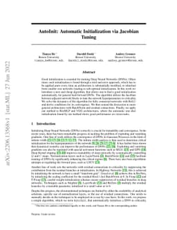 AutoInit: Automatic Initialization via Jacobian Tuning