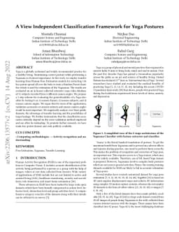 A View Independent Classification Framework for Yoga Postures