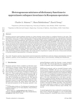 Heterogeneous mixtures of dictionary functions to approximate subspace
  invariance in Koopman operators