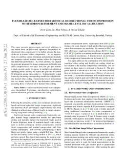 Flexible-Rate Learned Hierarchical Bi-Directional Video Compression With
  Motion Refinement and Frame-Level Bit Allocation