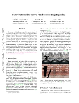 Feature Refinement to Improve High Resolution Image Inpainting
