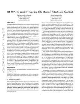 DF-SCA: Dynamic Frequency Side Channel Attacks are Practical