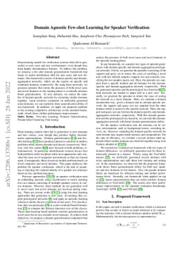 Domain Agnostic Few-shot Learning for Speaker Verification