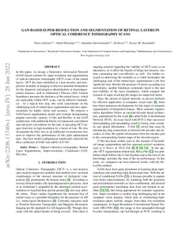 GAN-based Super-Resolution and Segmentation of Retinal Layers in Optical
  coherence tomography Scans