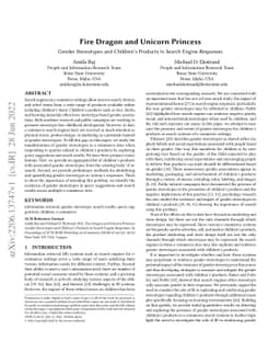 Fire Dragon and Unicorn Princess; Gender Stereotypes and Children's
  Products in Search Engine Responses