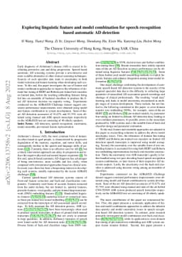 Exploring linguistic feature and model combination for speech
  recognition based automatic AD detection