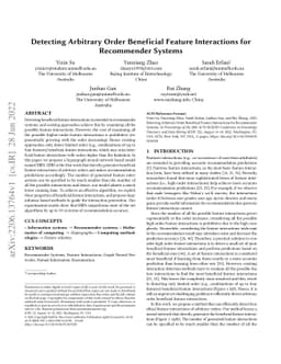 Detecting Arbitrary Order Beneficial Feature Interactions for
  Recommender Systems