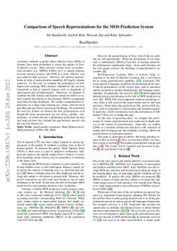 Comparison of Speech Representations for the MOS Prediction System