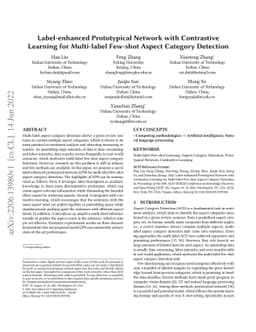 Label-enhanced Prototypical Network with Contrastive Learning for
  Multi-label Few-shot Aspect Category Detection