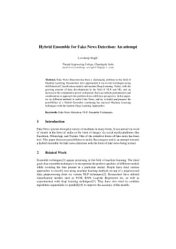 Hybrid Ensemble for Fake News Detection: An attempt