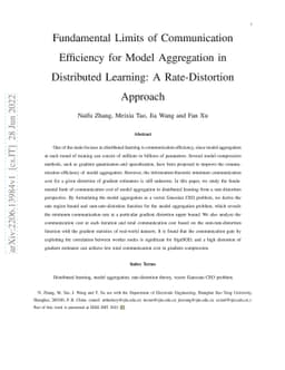 Fundamental Limits of Communication Efficiency for Model Aggregation in
  Distributed Learning: A Rate-Distortion Approach