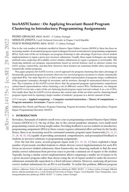 InvAASTCluster: On Applying Invariant-Based Program Clustering to Introductory Programming Assignments