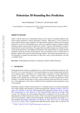 Pedestrian 3D Bounding Box Prediction