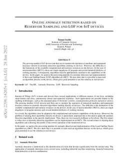 Online Anomaly Detection Based On Reservoir Sampling and LOF for IoT
  devices